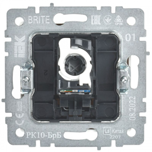 Розетка компьютерная СП RJ45 кат.5E BRITE РК10-БрБ бел. IEK BR-K10-1-K01 BR-K10-1-K01