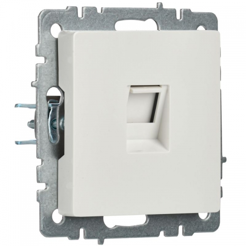 Розетка компьютерная СП RJ45 кат.5E BRITE РК10-БрБ бел. IEK BR-K10-1-K01 BR-K10-1-K01