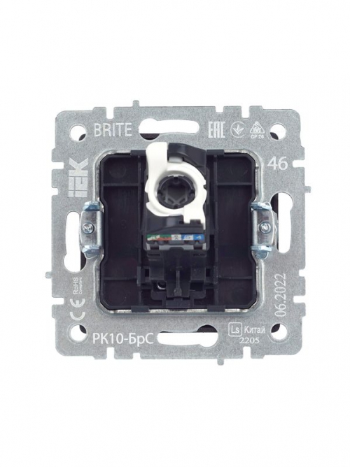 Розетка компьютерная СП RJ45 кат.5E BRITE РК10-БрС сталь IEK BR-K10-1-K46 BR-K10-1-K46