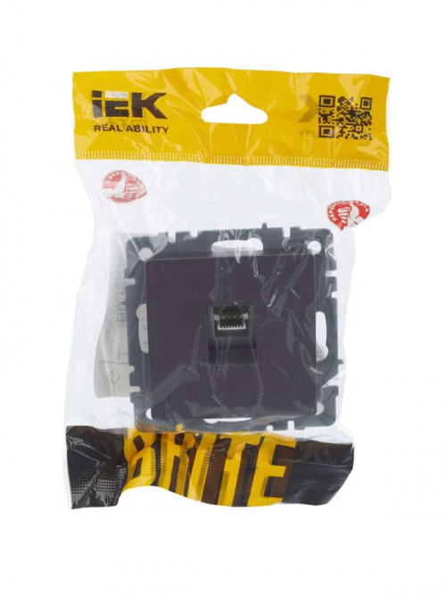 Розетка компьютерная СП RJ45 кат.5E BRITE РК10-БрС сталь IEK BR-K10-1-K46 BR-K10-1-K46