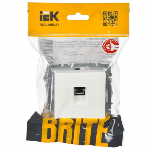 Розетка компьютерная СП RJ45 кат.6 BRITE РК11-БрБ бел. IEK BR-K10-2-K01 BR-K10-2-K01