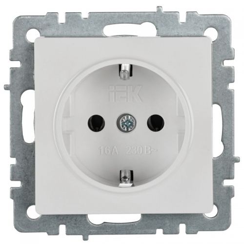 Розетка BRITE РС11-1-0-БрБ 16А с заземл. без защ. шторки бел. IEK BR-R11-16-K01 BR-R11-16-K01