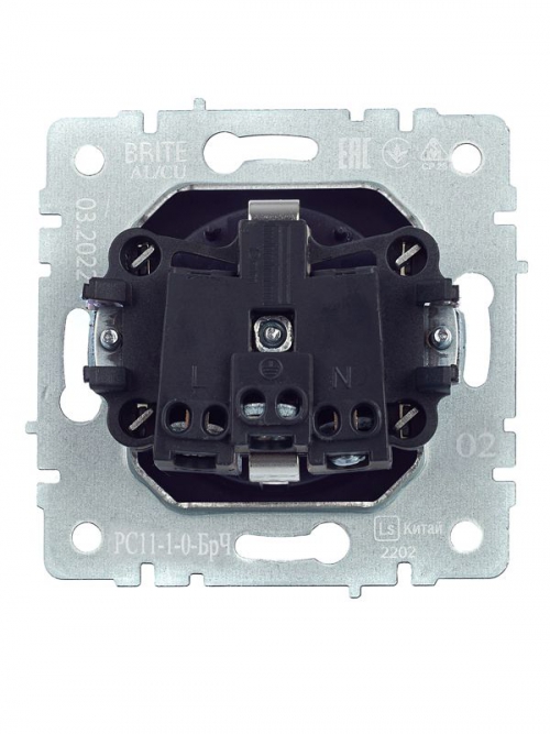 Розетка BRITE РС11-1-0-БрЧ 16А с заземл. без защ. шторки черн. IEK BR-R11-16-K02 BR-R11-16-K02
