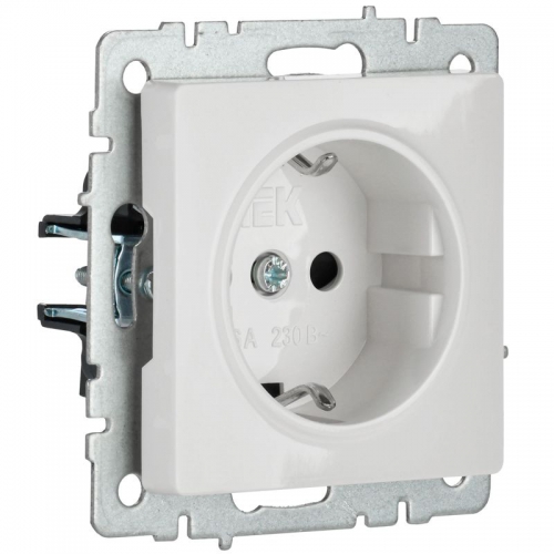 Розетка BRITE РС14-1-0-БрБ 16А с заземл. защ. шторки бел. IEK BR-R14-16-K01 BR-R14-16-K01