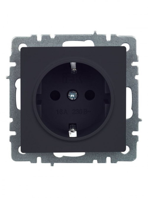Розетка 1-м СП BRITE РС14-1-0-БрГ 16А с заземл. защ. шторки графит IEK BR-R14-16-K53 BR-R14-16-K53