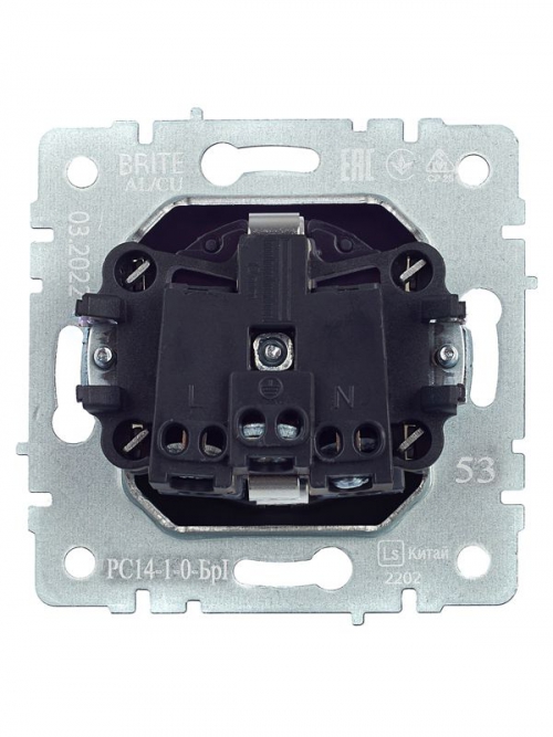 Розетка 1-м СП BRITE РС14-1-0-БрГ 16А с заземл. защ. шторки графит IEK BR-R14-16-K53 BR-R14-16-K53