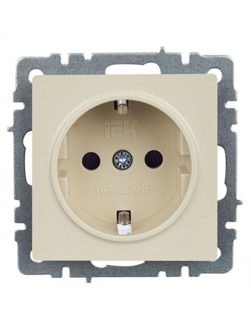 Розетка BRITE РС14-1-0-БрКр 16А с заземл. защ. шторки беж. IEK BR-R14-16-K10 BR-R14-16-K10