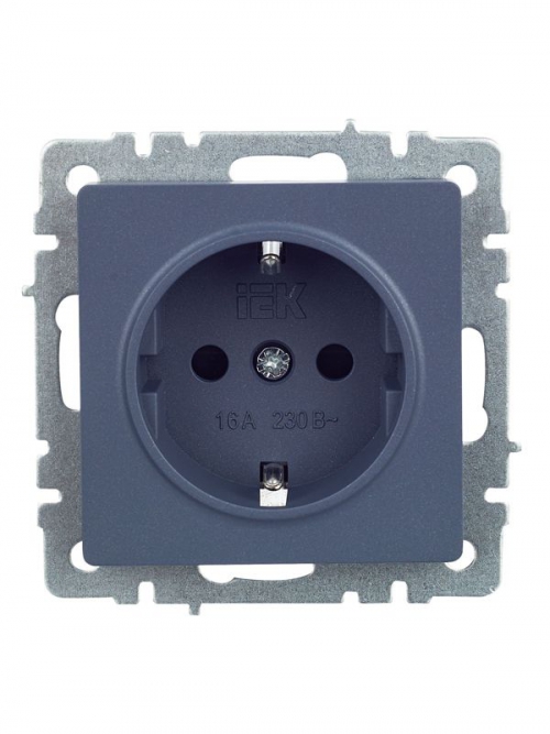 Розетка 1-м СП BRITE РС14-1-0-БрМ 16А с заземл. защ. шторки маренго IEK BR-R14-16-K35 BR-R14-16-K35