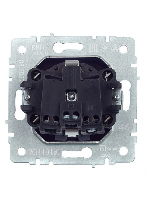 Розетка 1-м СП BRITE РС14-1-0-БрС 16А с заземл. защ. шторки сталь IEK BR-R14-16-K46 BR-R14-16-K46