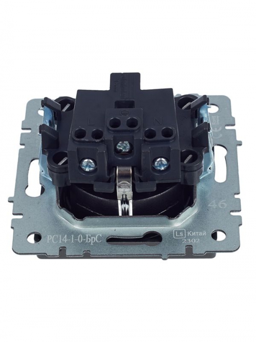 Розетка 1-м СП BRITE РС14-1-0-БрС 16А с заземл. защ. шторки сталь IEK BR-R14-16-K46 BR-R14-16-K46