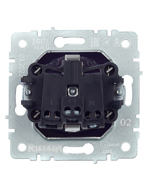 Розетка BRITE РС14-1-0-БрЧ 16А с заземл. защ. шторки черн. IEK BR-R14-16-K02 BR-R14-16-K02