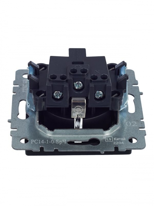 Розетка BRITE РС14-1-0-БрЧ 16А с заземл. защ. шторки черн. IEK BR-R14-16-K02 BR-R14-16-K02