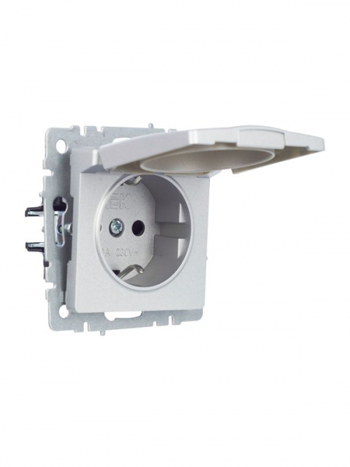 Розетка BRITE РСбш10-3-БрА 16А IP20 с заземл. защ. шторки с крышкой алюм. IEK BR-R16-16-K47 BR-R16-16-K47