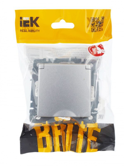 Розетка BRITE РСбш10-3-БрА 16А IP20 с заземл. защ. шторки с крышкой алюм. IEK BR-R16-16-K47 BR-R16-16-K47