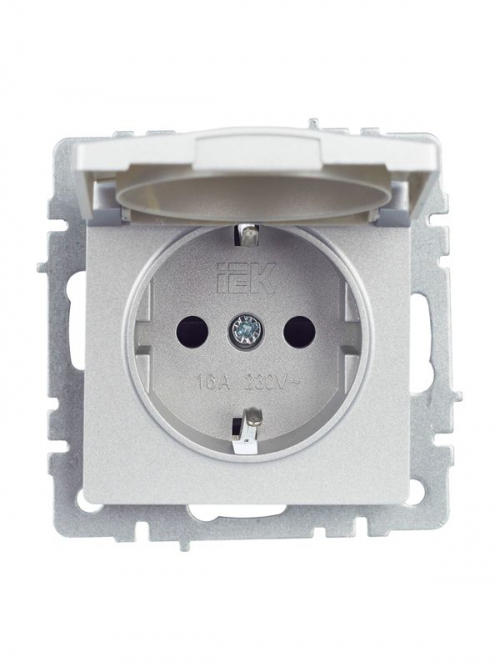 Розетка BRITE РСбш10-3-БрА 16А IP20 с заземл. защ. шторки с крышкой алюм. IEK BR-R16-16-K47 BR-R16-16-K47