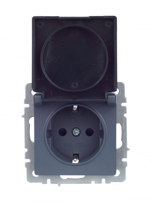 Розетка BRITE РСбш10-3-БрМ 16А IP20 с заземл. защ. шторки с крышкой маренго IEK BR-R16-16-K35 BR-R16-16-K35