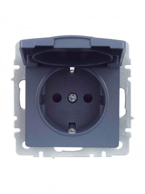 Розетка BRITE РСбш10-3-БрМ 16А IP20 с заземл. защ. шторки с крышкой маренго IEK BR-R16-16-K35 BR-R16-16-K35