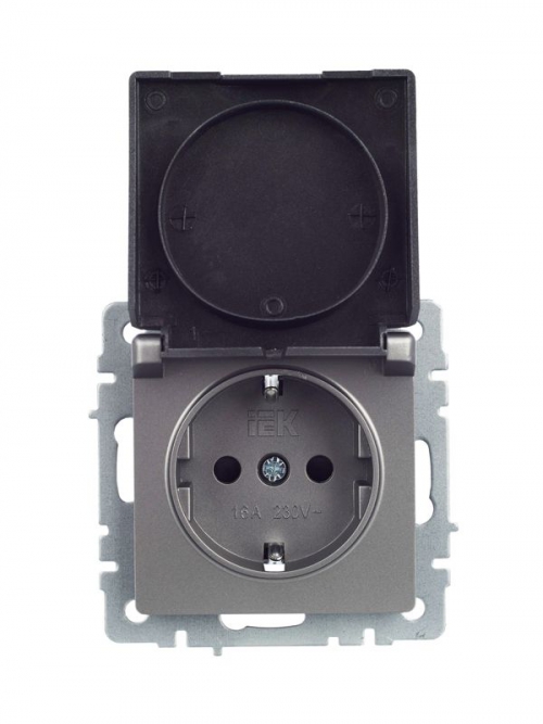 Розетка BRITE РСбш10-3-БрС 16А IP20 с заземл. защ. шторки с крышкой сталь IEK BR-R16-16-K46 BR-R16-16-K46