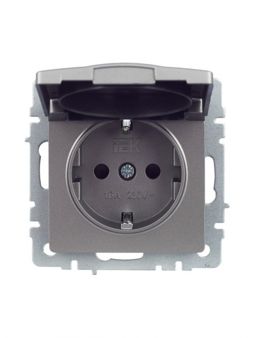 Розетка BRITE РСбш10-3-БрС 16А IP20 с заземл. защ. шторки с крышкой сталь IEK BR-R16-16-K46 BR-R16-16-K46