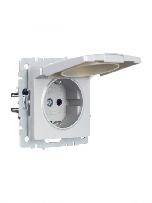 Розетка BRITE РСбш10-3-44-БрА 16А IP44 с заземл. защ. шторки с крышкой алюм. IEK BR-R16-16-44-K47 BR-R16-16-44-K47