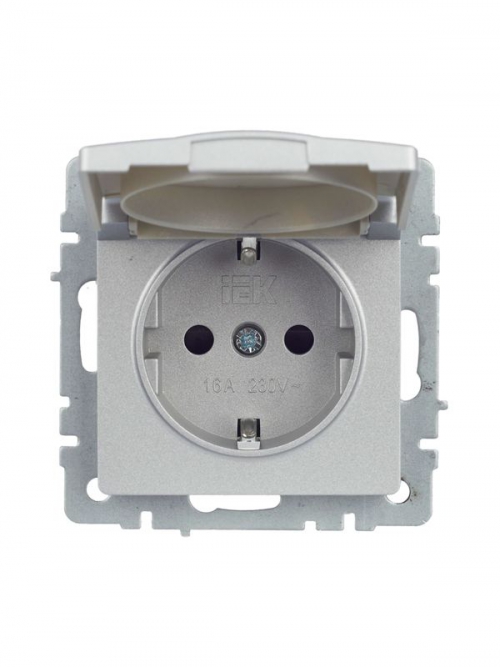 Розетка BRITE РСбш10-3-44-БрА 16А IP44 с заземл. защ. шторки с крышкой алюм. IEK BR-R16-16-44-K47 BR-R16-16-44-K47