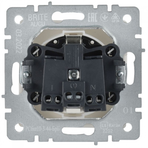 Розетка BRITE РСбш10-3-44-БрБ 16А IP44 с заземл. защ. шторки с крышкой бел. IEK BR-R16-16-44-K01 BR-R16-16-44-K01