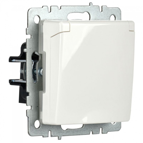 Розетка BRITE РСбш10-3-44-БрБ 16А IP44 с заземл. защ. шторки с крышкой бел. IEK BR-R16-16-44-K01 BR-R16-16-44-K01