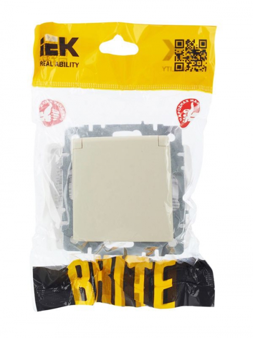 Розетка BRITE РСбш10-3-44-БрКр 16А IP44 с заземл. защ. шторки с крышкой беж. IEK BR-R16-16-44-K10 BR-R16-16-44-K10