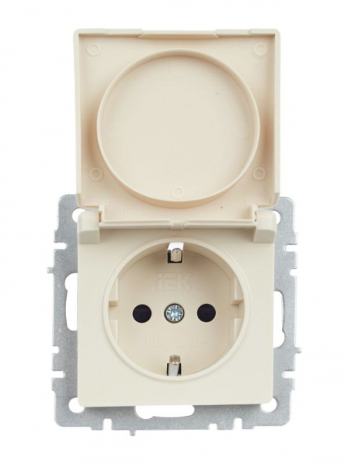 Розетка BRITE РСбш10-3-44-БрКр 16А IP44 с заземл. защ. шторки с крышкой беж. IEK BR-R16-16-44-K10 BR-R16-16-44-K10