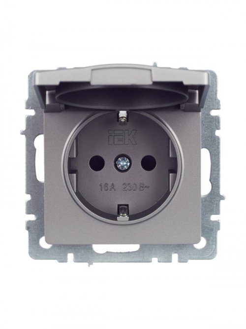 Розетка BRITE РСбш10-3-44-БрС 16А IP44 с заземл. защ. шторки с крышкой сталь IEK BR-R16-16-44-K46 BR-R16-16-44-K46