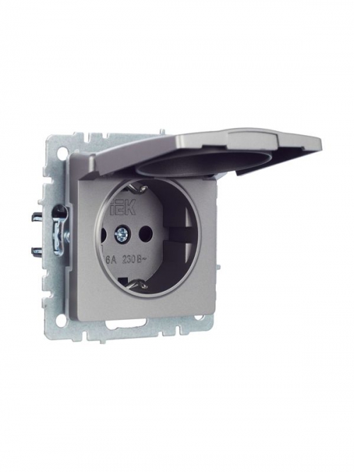 Розетка BRITE РСбш10-3-44-БрС 16А IP44 с заземл. защ. шторки с крышкой сталь IEK BR-R16-16-44-K46 BR-R16-16-44-K46