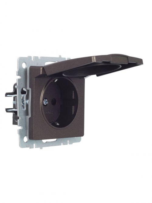 Розетка BRITE РСбш10-3-44-БрТБ 16А IP44 с заземл. защ. шторки с крышкой бронза IEK BR-R16-16-44-K45 BR-R16-16-44-K45