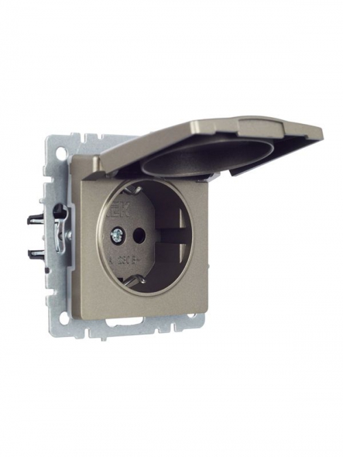 Розетка BRITE РСбш10-3-44-БрШ 16А IP44 с заземл. защ. шторки с крышкой шампань IEK BR-R16-16-44-K37 BR-R16-16-44-K37