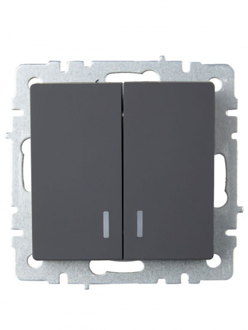 Выключатель 2-кл. СП BRITE ВС10-2-1-БрГ 10А с инд. графит IEK BR-V20-1-10-K53 BR-V20-1-10-K53