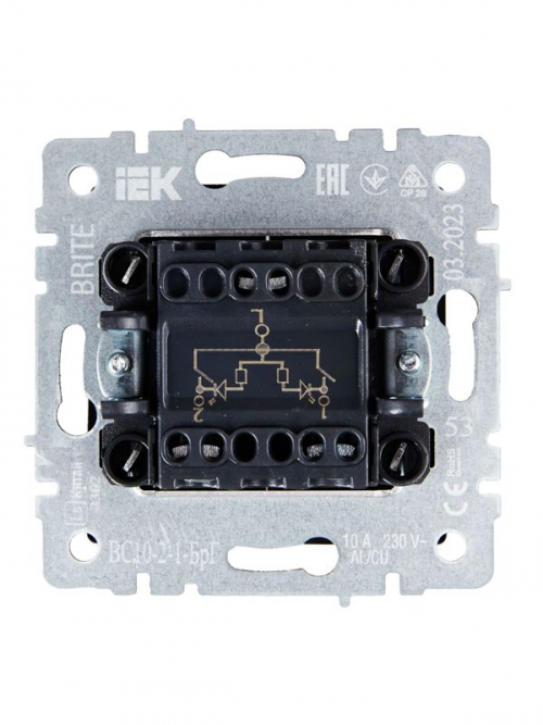 Выключатель 2-кл. СП BRITE ВС10-2-1-БрГ 10А с инд. графит IEK BR-V20-1-10-K53 BR-V20-1-10-K53