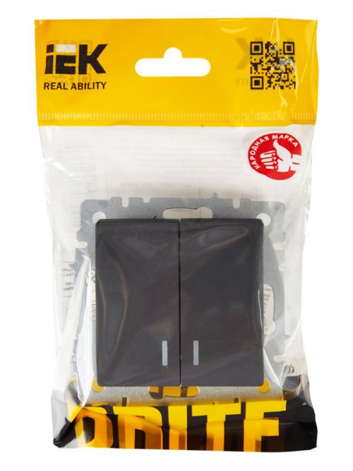 Выключатель 2-кл. СП BRITE ВС10-2-1-БрГ 10А с инд. графит IEK BR-V20-1-10-K53 BR-V20-1-10-K53