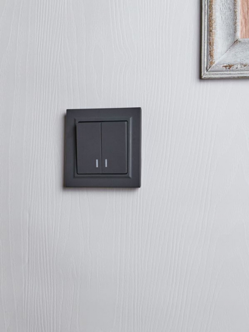 Выключатель 2-кл. СП BRITE ВС10-2-1-БрГ 10А с инд. графит IEK BR-V20-1-10-K53 BR-V20-1-10-K53