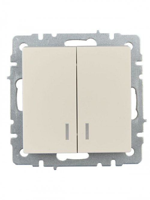 Выключатель 2-кл. СП BRITE ВС10-2-1-БрКр 10А с инд. беж. IEK BR-V20-1-10-K10 BR-V20-1-10-K10