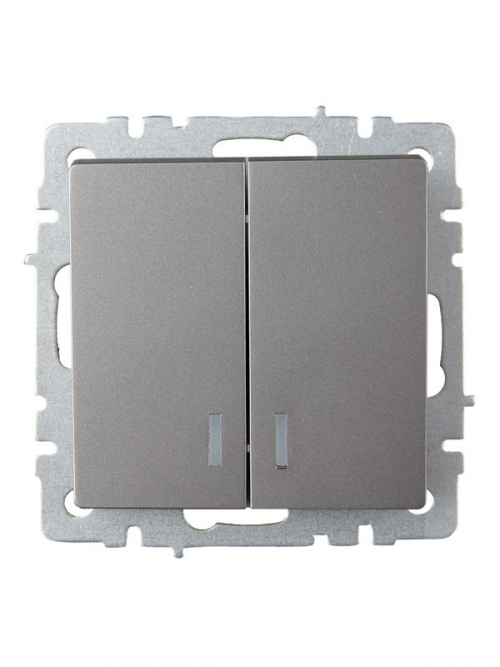 Выключатель 2-кл. СП BRITE ВС10-2-1-БрС 10А с инд. сталь IEK BR-V20-1-10-K46 BR-V20-1-10-K46