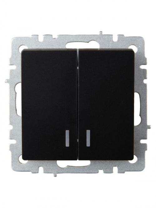 Выключатель 2-кл. СП BRITE ВС10-2-1-БрЧ 10А с инд. черн. IEK BR-V20-1-10-K02 BR-V20-1-10-K02