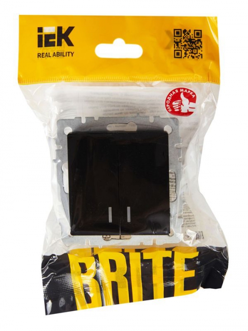 Выключатель 2-кл. СП BRITE ВС10-2-1-БрЧ 10А с инд. черн. IEK BR-V20-1-10-K02 BR-V20-1-10-K02