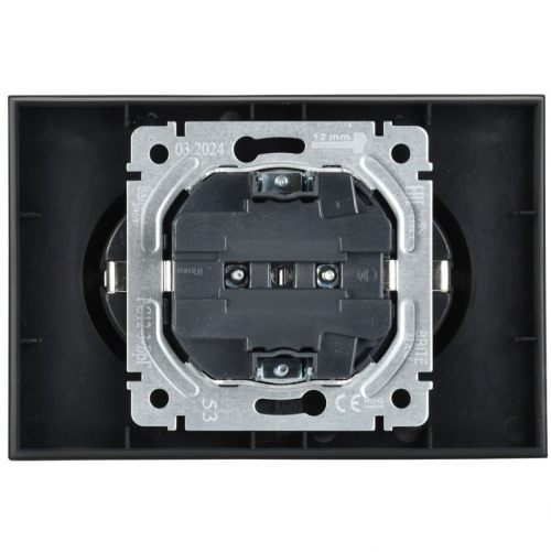 Розетка 2-м СП BRITE РС12-3-БрГ 16А в сборе с заземл. без защ. шторок графит IEK BR-R21-16-K53-F BR-R21-16-K53-F