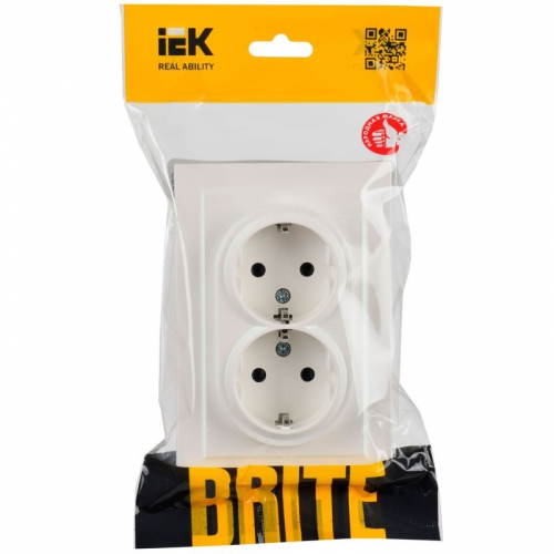 Розетка 2-м СП BRITE РС12-3-БрЖ 16А в сборе с заземл. без защ. шторок жемчуж. IEK BR-R21-16-K36-F BR-R21-16-K36-F