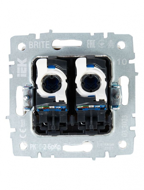 Розетка компьютерная двойная СП RJ45 кат.5E BRITE РК10-2-БрКр беж. IEK BR-K20-1-K10 BR-K20-1-K10