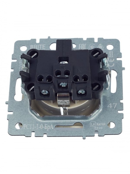Розетка BRITE РС11-1-0-БрА 16А с заземл. без защ. шторки алюм. IEK BR-R11-16-K47 BR-R11-16-K47