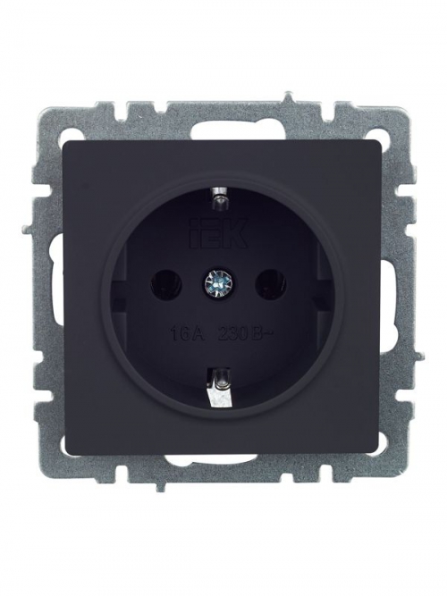 Розетка 1-м СП BRITE РС11-1-0-БрГ 16А с заземл. без защ. шторки графит IEK BR-R11-16-K53 BR-R11-16-K53