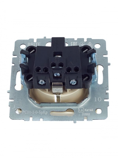 Розетка BRITE РС11-1-0-БрКр 16А с заземл. без защ. шторки беж. IEK BR-R11-16-K10 BR-R11-16-K10