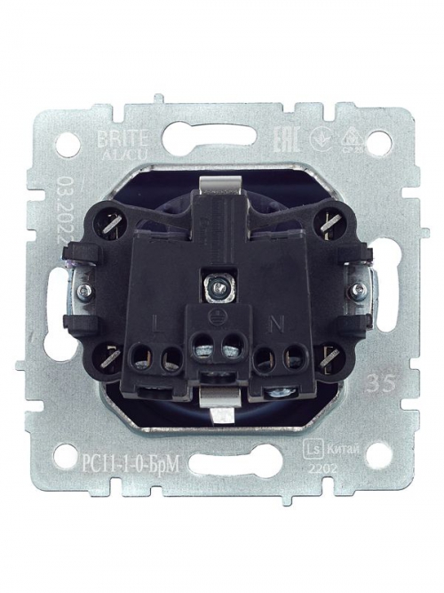Розетка 1-м СП BRITE РС11-1-0-БрМ 16А с заземл. без защ. шторки маренго IEK BR-R11-16-K35 BR-R11-16-K35