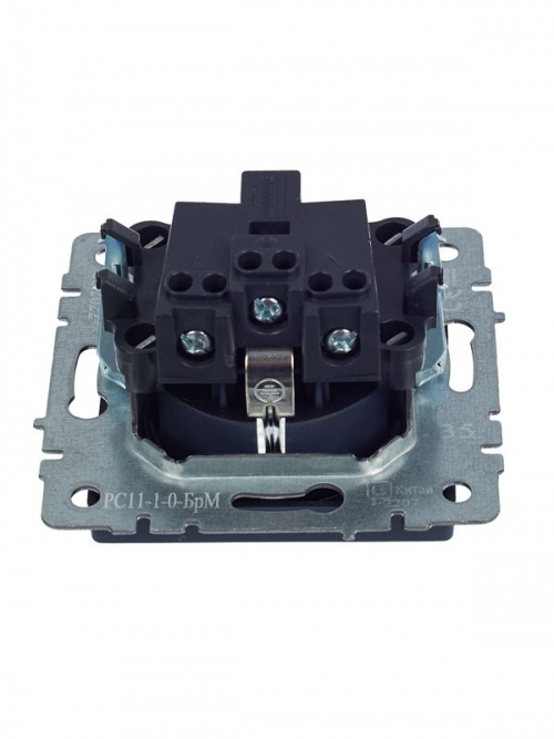 Розетка 1-м СП BRITE РС11-1-0-БрМ 16А с заземл. без защ. шторки маренго IEK BR-R11-16-K35 BR-R11-16-K35