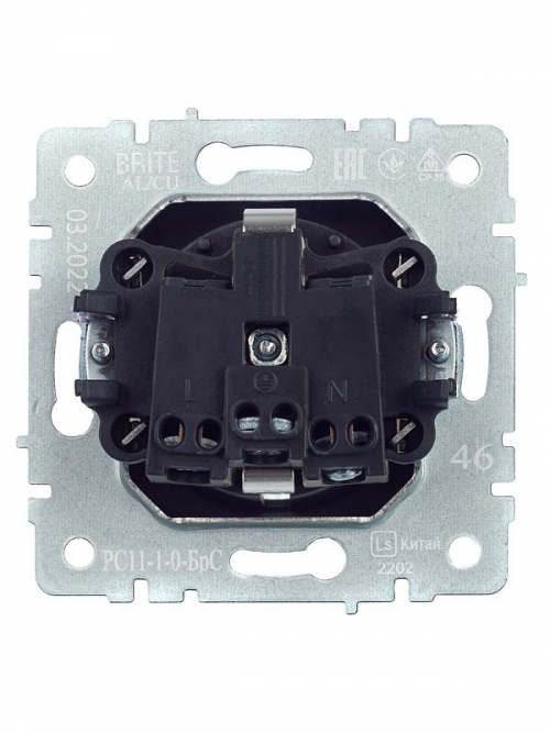 Розетка 1-м СП BRITE РС11-1-0-БрС 16А с заземл. без защ. шторки сталь IEK BR-R11-16-K46 BR-R11-16-K46